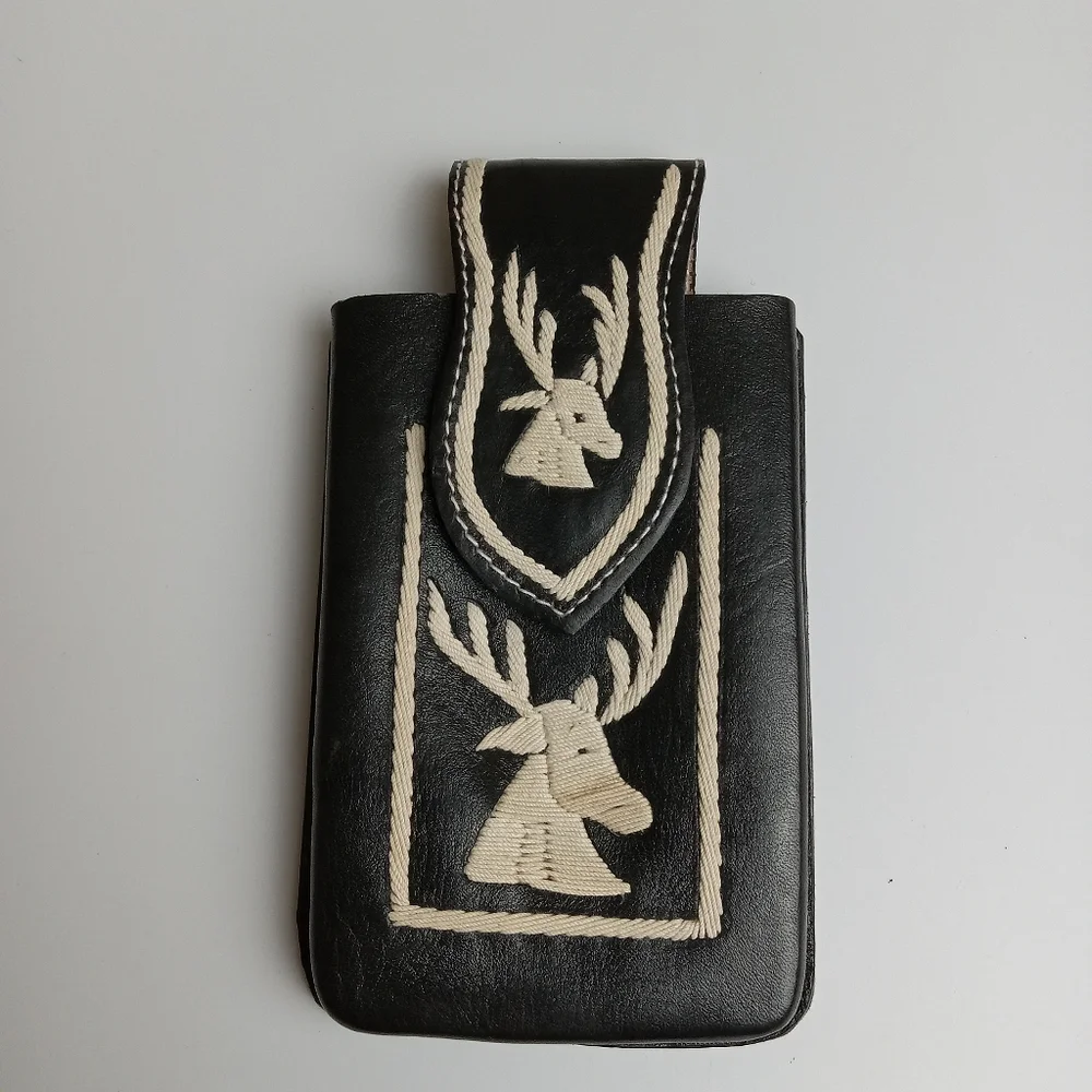 WESTERN LEATHER CELL PHONE CASE, FUNDA VAQUERA DE CUERO COWBOY RODEO PHONE CASE‎